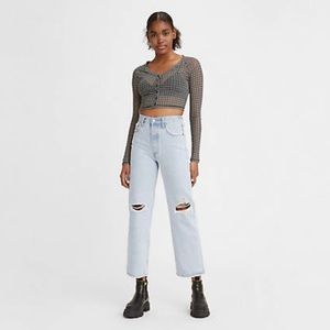 Levi’s | Ribcage Distressed Light Wash Straight Ankle Jeans